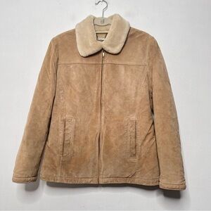 Winlit Leather Jacket with Fur Lining Women's Size Medium Tan Zip Front Western